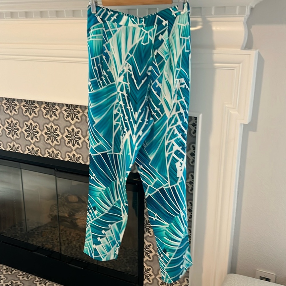 Seafolly Australia Miami Beach Pant in Geo print Silk Sea Blues S harem POCKETS